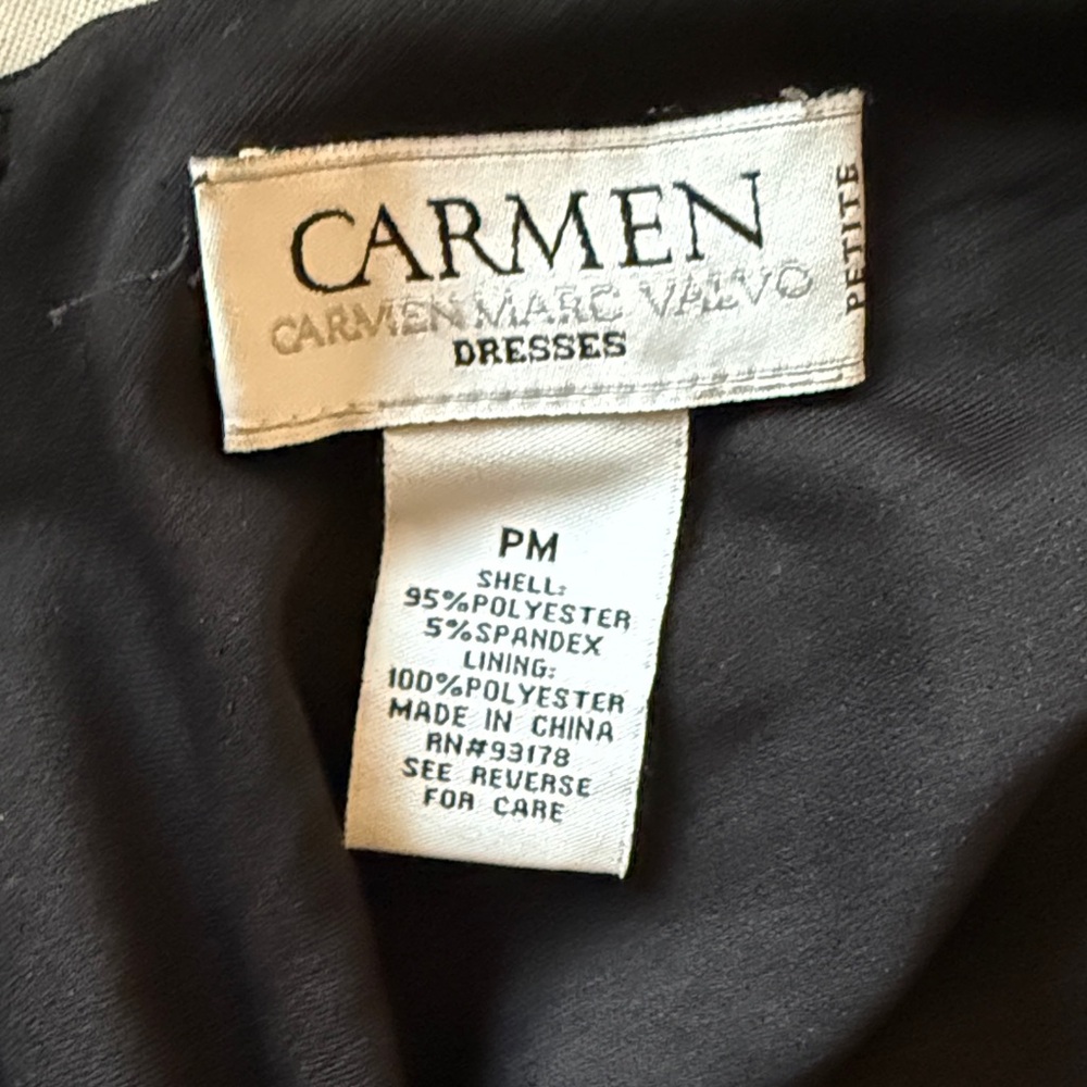 Carmen Marc Valvo Black V-Neck Mini Dress - Picture 2 of 5